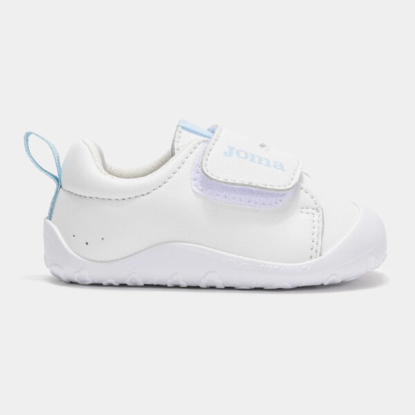 Zapatilla Deportiva Joma Barefoot Bebé Blancas y Celestes Velcro Casual Teddy Baby - Imagen 3