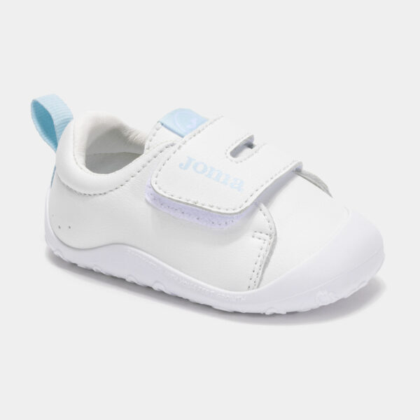 Zapatilla Deportiva Joma Barefoot Bebé Blancas y Celestes Velcro Casual Teddy Baby - Imagen 2