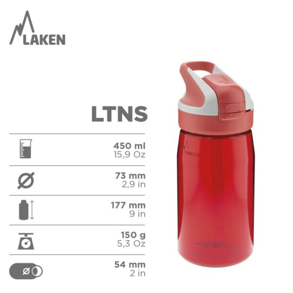 Botella SKATE de Tritan 450 ml con Tapón Summit de Laken - Imagen 2
