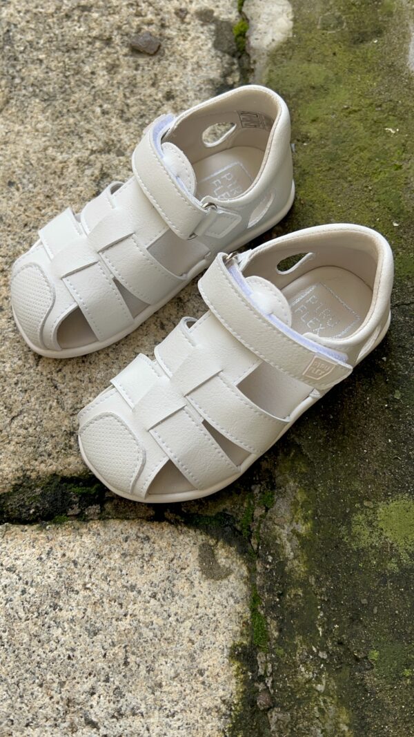 Sandalias cangrejeras respetuosas blancas de microfibra de Piruflex - Imagen 2
