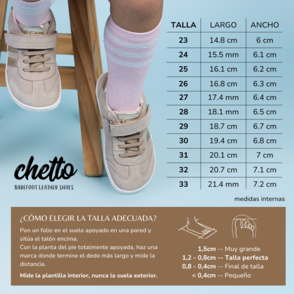 Guía de tallas zapatos Chetto